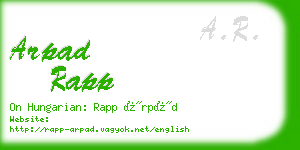 arpad rapp business card